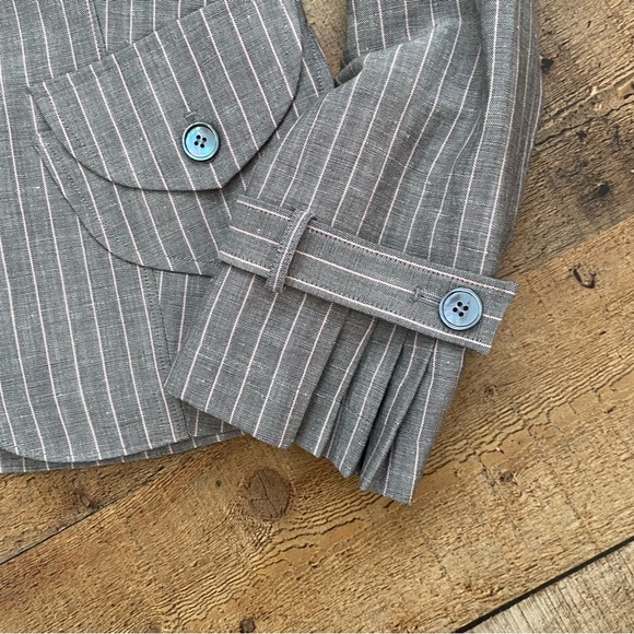 ETCETERA Linen Gray + Pale Pink Pinstriped Blazer 🌸ABSOLUTELY GORGEOUS - Picture 2 of 15